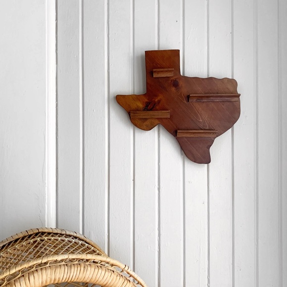 Vintage Other - Wooden Texas State Hanging Wall Shelf